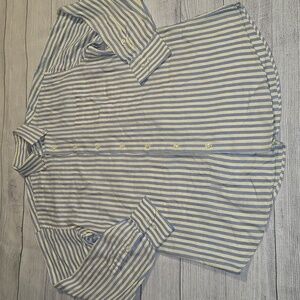 Peter Millar Men's Button-down Striped Shirt Yellow and Blue Size M